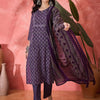 Dhiyona SN Women's Floral Printed Pure Cotton Straight Kurta With Trousers & Dupatta