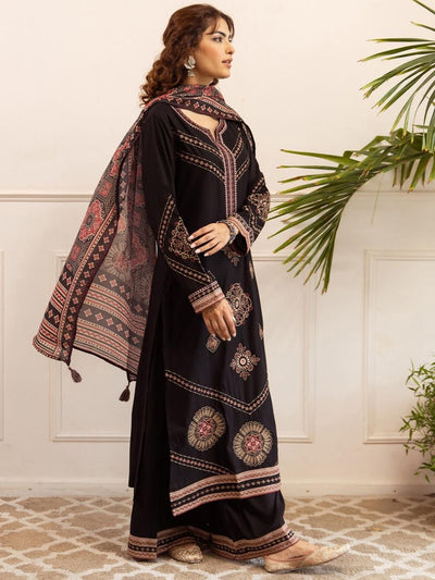 Indyancart IE Women Ethnic Motifs Embroidered Kurta with Sharara & Dupatta