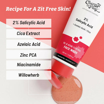Chemist At Play 2% Salicylic Acid Oil & Acne Control Face Wash - Indyancart