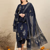 Dhiyona IE Floral Printed Pure Cotton Straight Kurta With Trousers & Dupatta