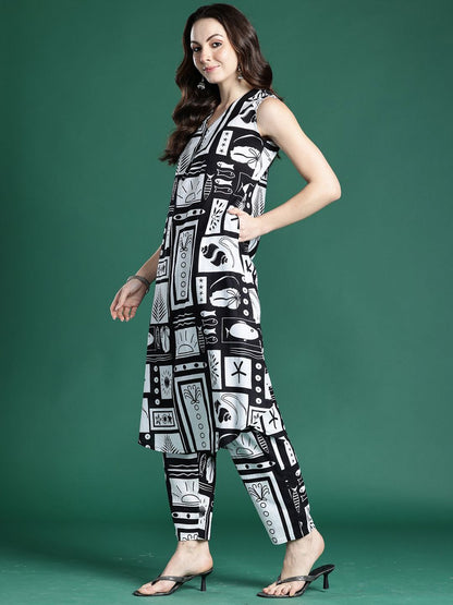 Dhiyona IE Printed Pure Cotton Tunic & Trousers Co-ords