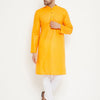Men's Orange Cotton Straight Kurta Pyjama Set