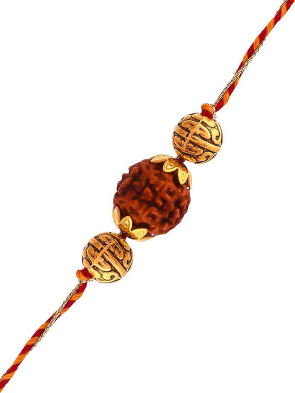 Anouk Rudraksh Beaded Braided Thread Rakhi With Roli Chawal & Greetings Card