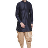 Men's Dark Blue Silk Blend Pathani Kurta and Dhoti Set
