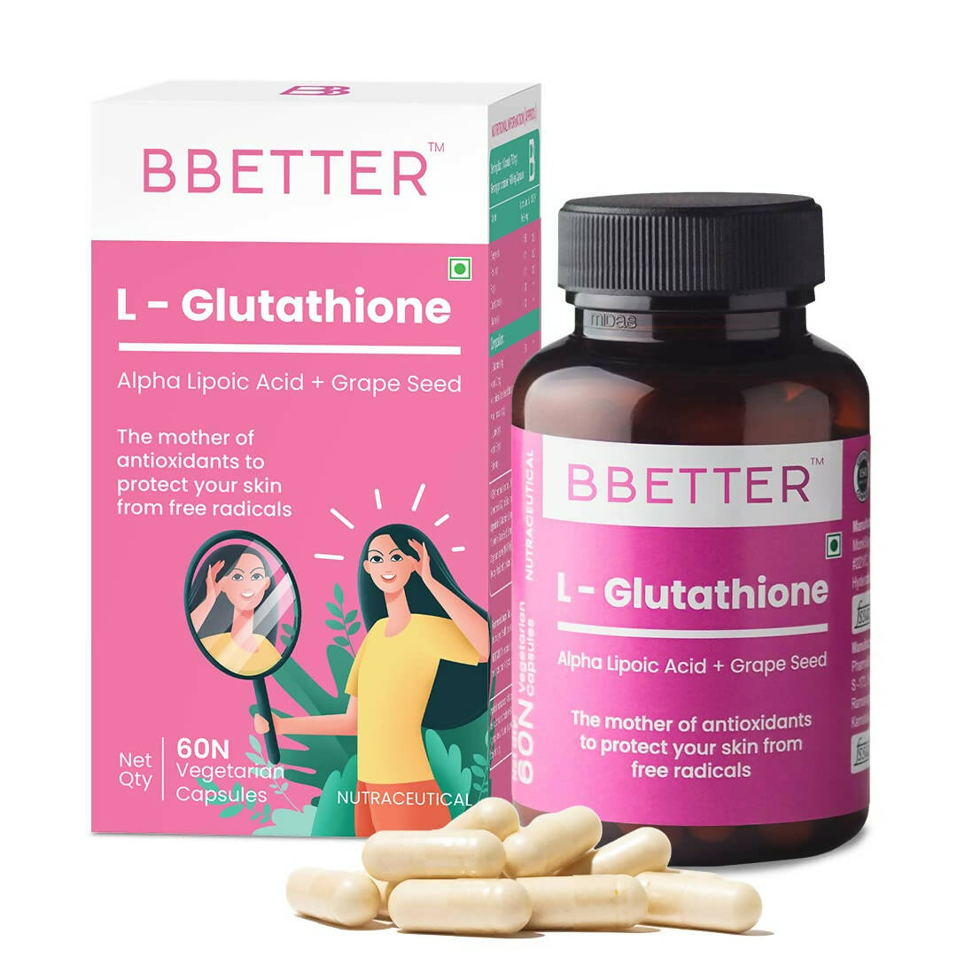 BBETTER L-Glutathione Capsules with Alpha Lipoic Acid, Grape Seed Extract for Skin - Indyancart