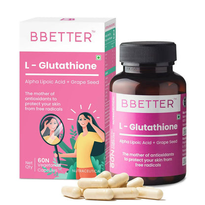 BBETTER L-Glutathione Capsules with Alpha Lipoic Acid, Grape Seed Extract for Skin - Indyancart