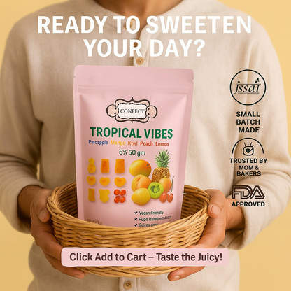 Confect Tropical Vibes Gummies | Pack of Pineapple, Mango, Kiwi, Peach, Lemon, Cherry Gummies |