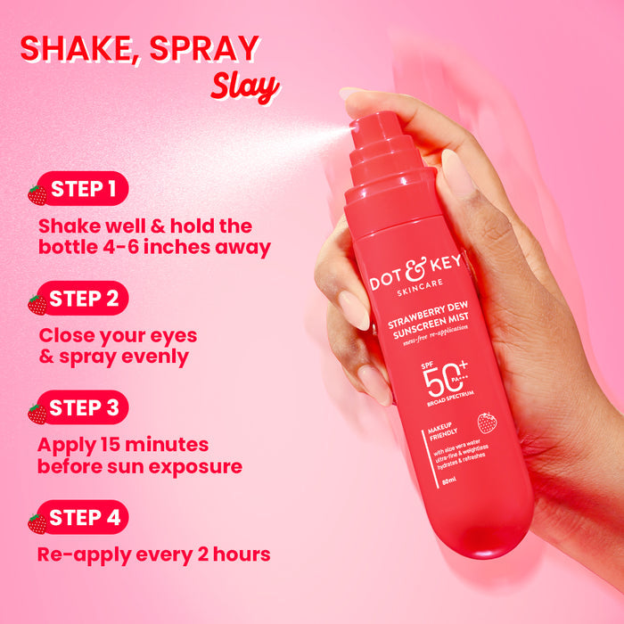 Dot & Key Strawberry Sunscreen Face Mist In-Vivo Tested SPF 50+ PA+++