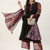 Women's Black Crepe Straight Kurta with Palazzo and Dupatta
