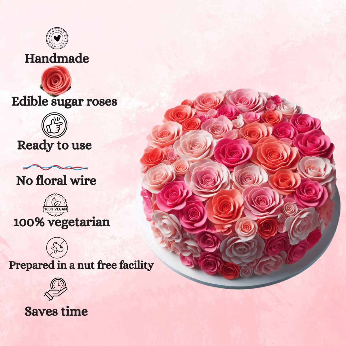 Confect Ombre- 1 | Edible Sugar Roses Topper