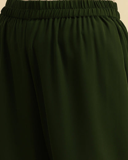 Indyancart VR Women's Green Sequened Kurta With Sharara And Sequened Ombre Dupatta