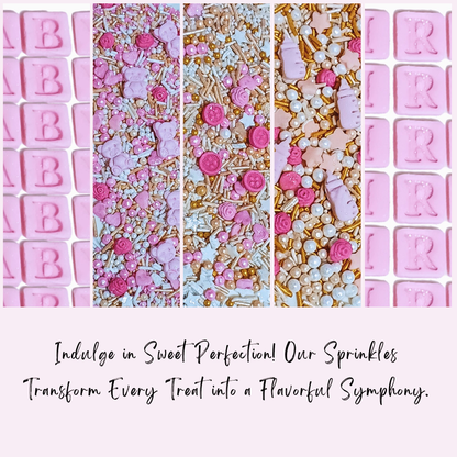 Confect Girls Baby Shower Sprinkles | Mix Heart, Teddy, Baby Feed Bottle & Baby Feet Sprinkles