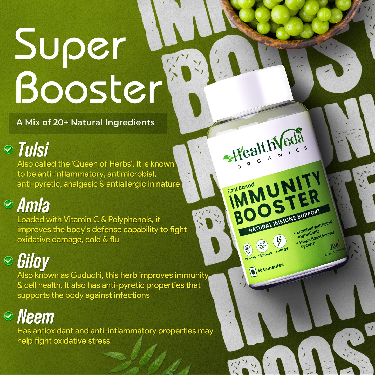 Health Veda Organics Natural Immunity Booster Capsules