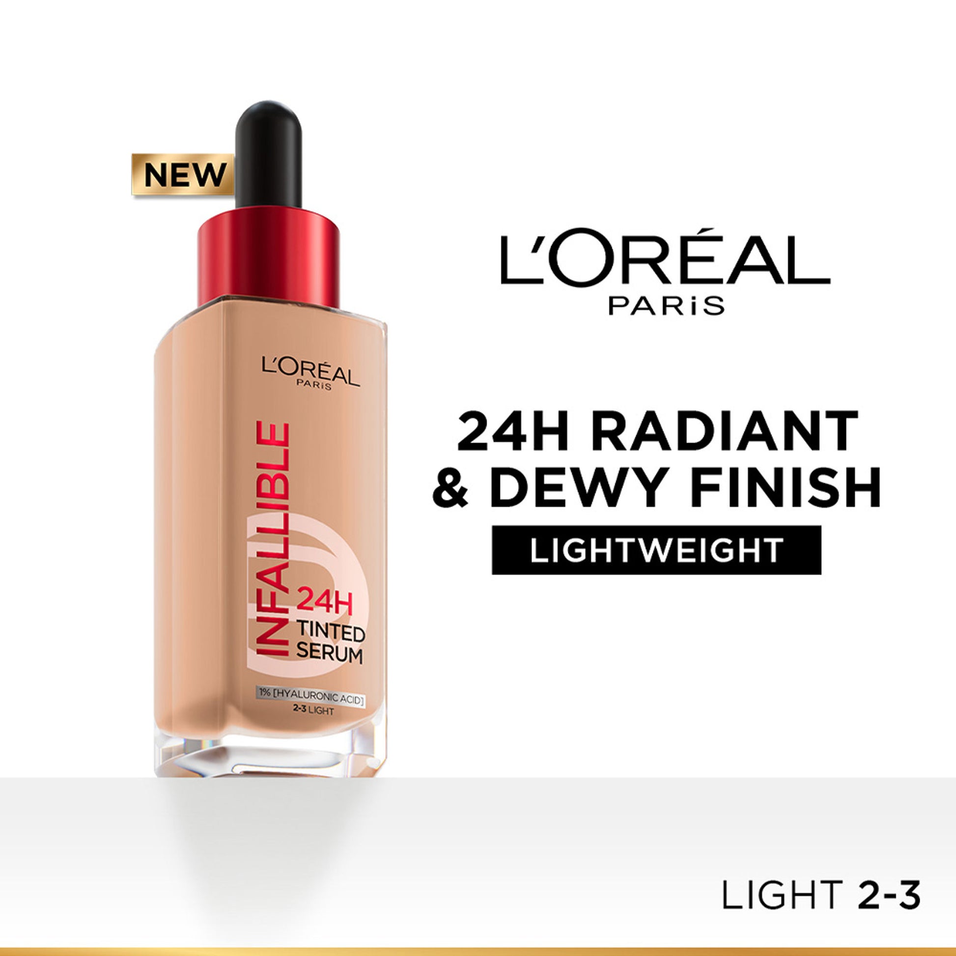 L’Oreal Paris Infallible 24H Tinted Serum Foundation, Lightweight, Dewy & Radiant - Light