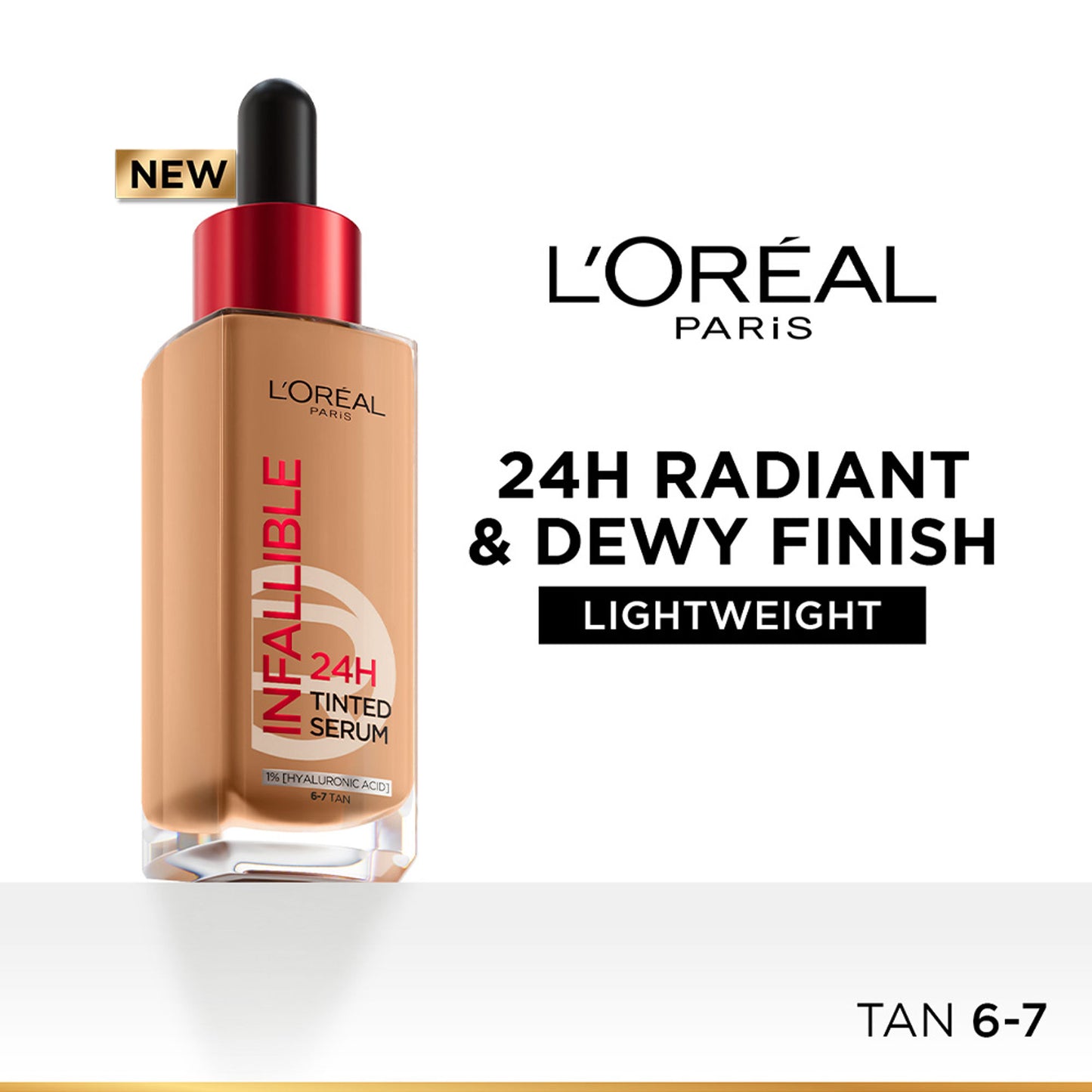 L’Oreal Paris Infallible 24H Tinted Serum Foundation, Lightweight, Dewy & Radiant - Tan