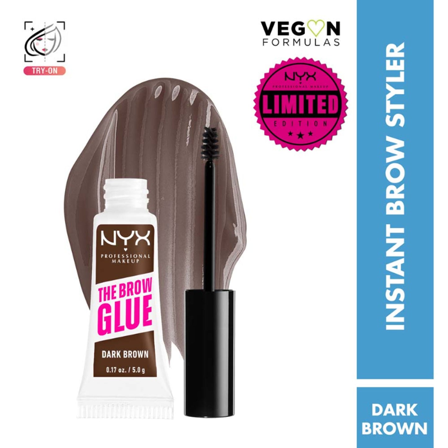 NYX Professional Makeup The Brow Glue Instant Long-Hold Eyebrow Styler - Black - Brown