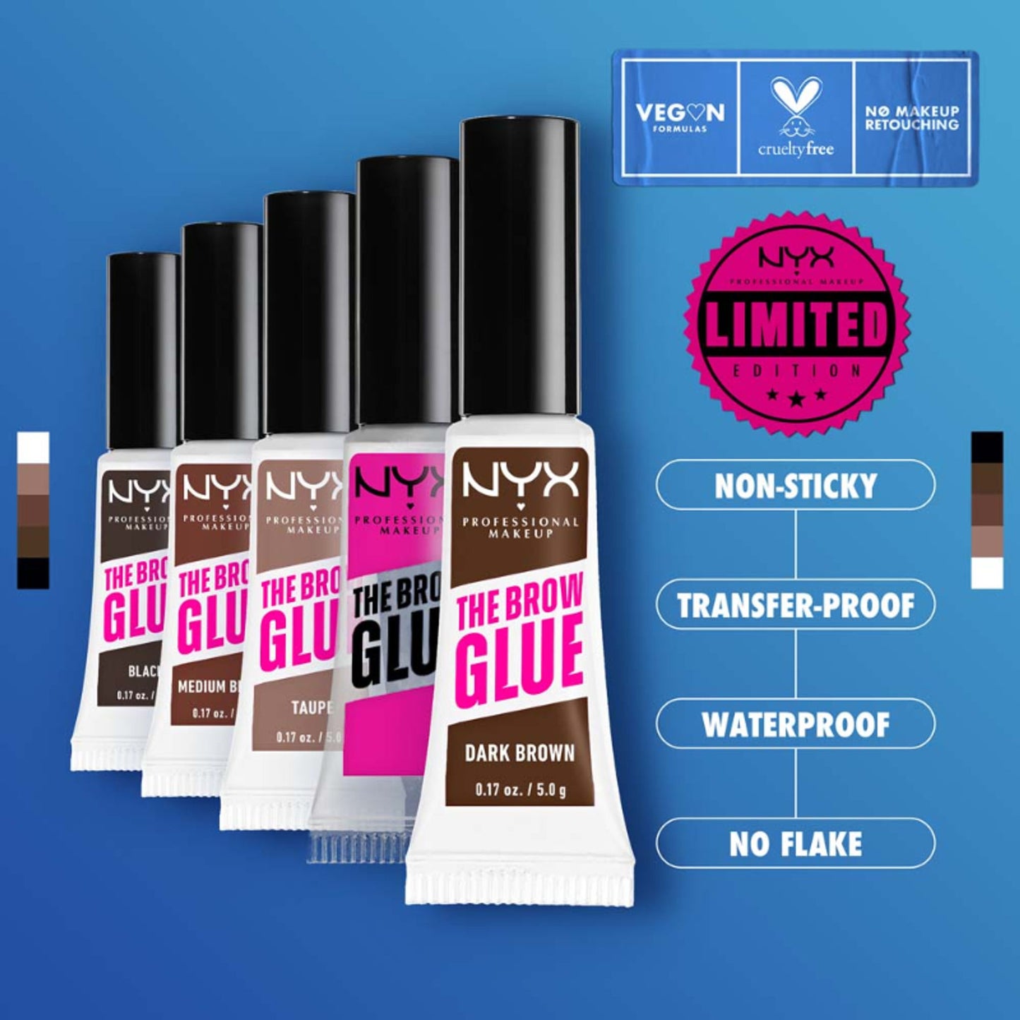 NYX Professional Makeup The Brow Glue Instant Long-Hold Eyebrow Styler - Black - Brown