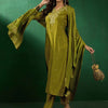 Dhiyona SN Women's Embroidered V-Neck Kurta With Trousers & Dupatta