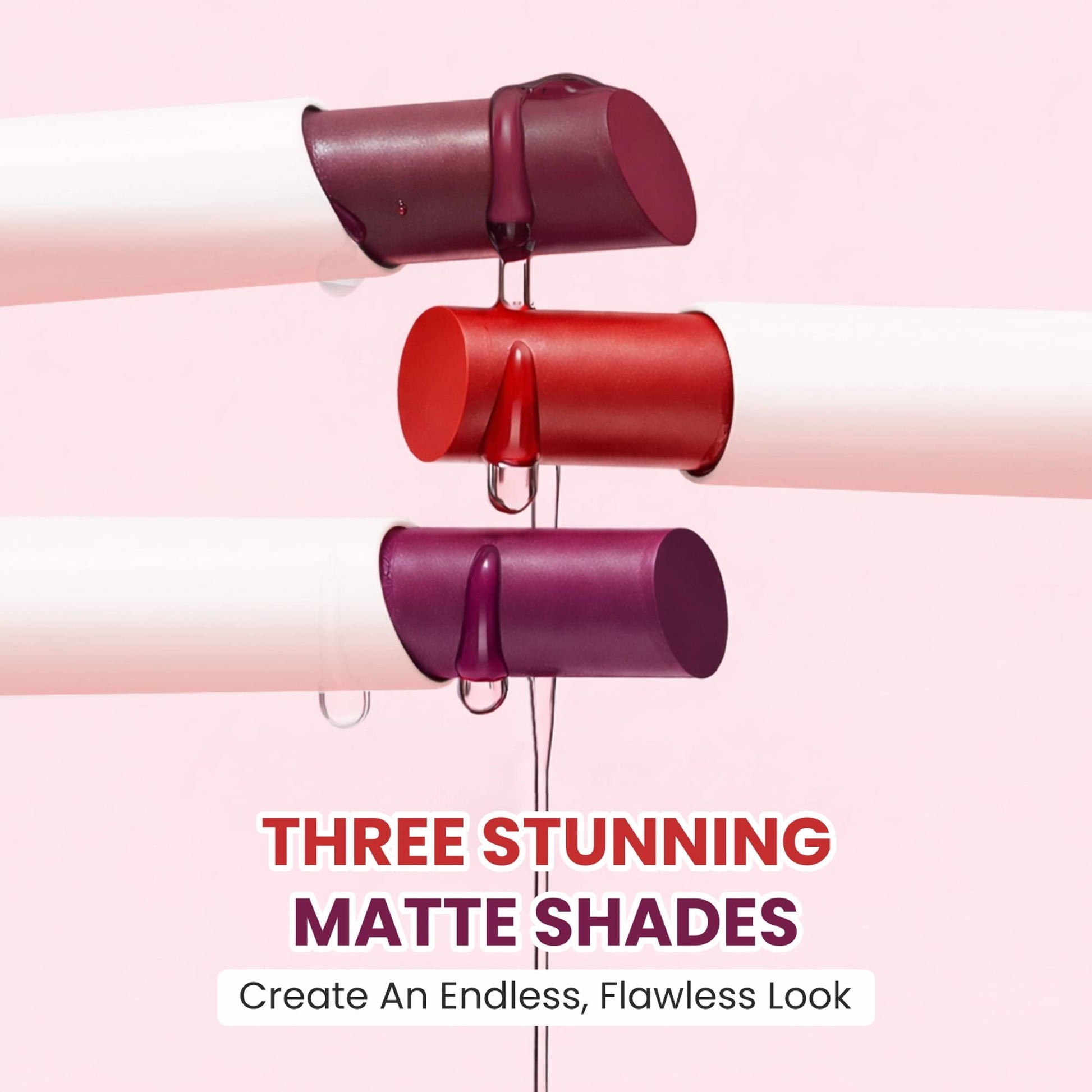VERYMISS Non Transfer Matte Lipstick Combo Set - Red-Brown-Purple