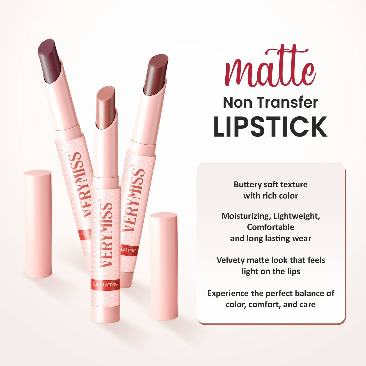 VERYMISS Non Transfer Matte Lipstick Combo Set - Brown-Nude-Brown