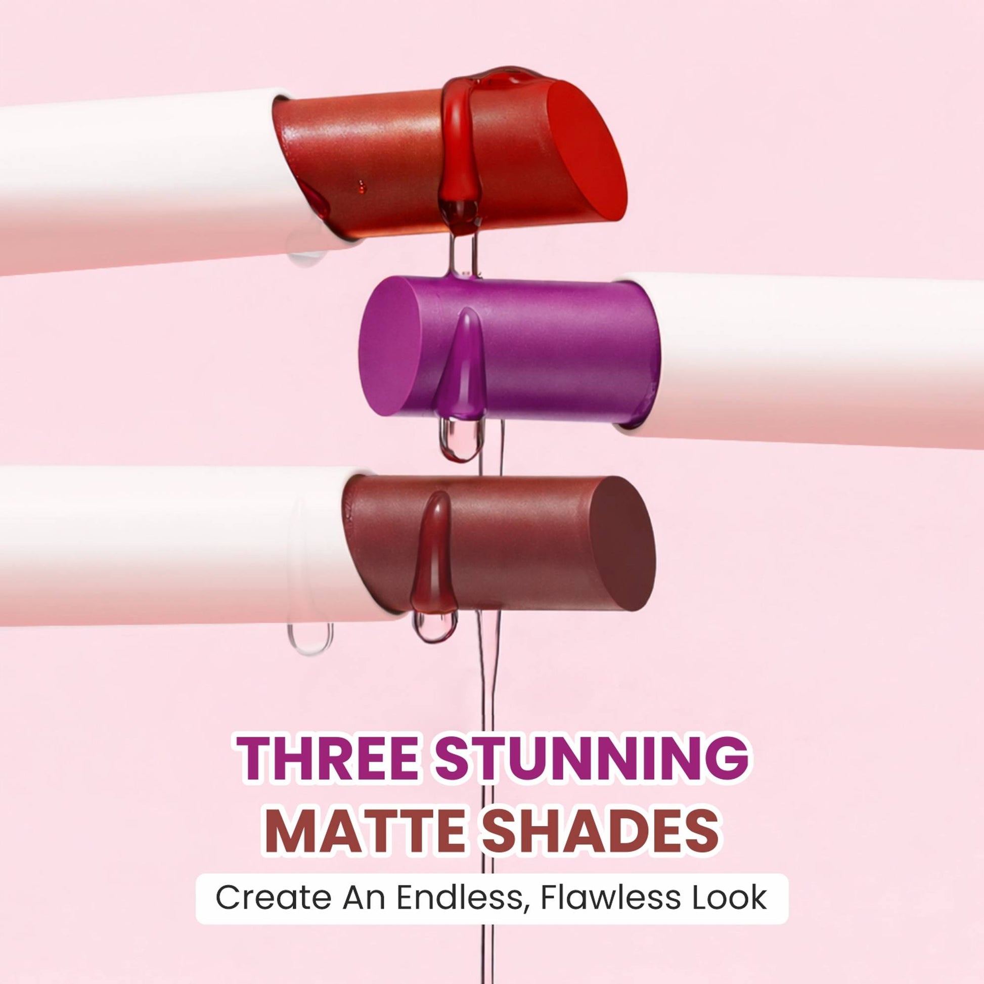 VERYMISS Non Transfer Matte Lipstick Combo Set - Red-Purple-Maroon