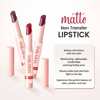 VERYMISS Non Transfer Matte Lipstick Combo Set - Red-Violet-Brown