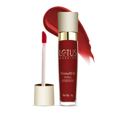 Lotus Make-Up Divine Dew Herbal Liquid Sindoor Love Drop, Water & Smudge Resistant,Long Lasting - Maroon