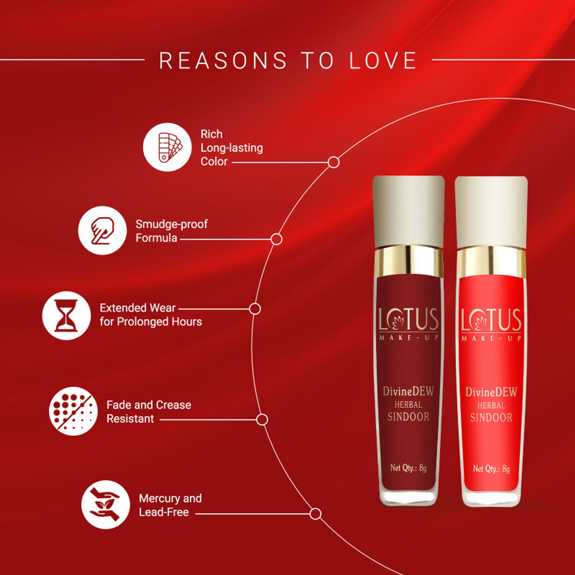 Lotus Make-Up Divine Dew Herbal Liquid Sindoor Love Drop, Water & Smudge Resistant,Long Lasting - Maroon