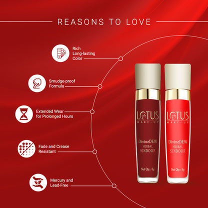 Lotus Make-Up Divine Dew Herbal Liquid Sindoor Love Drop, Water & Smudge Resistant,Long Lasting - Maroon