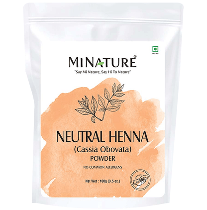 Minature Neutral Henna Powder for hair masks, fine greenish powder in a bowl, natural hair treatment product.