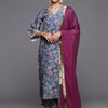 Indyancart VA Women's Paisley Printed Woolen Kurta Paired with Trousers & Printed Dupatta