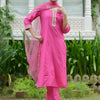 Dhiyona IE Women Embroidered Regular Kurta with Trousers & With Dupatta