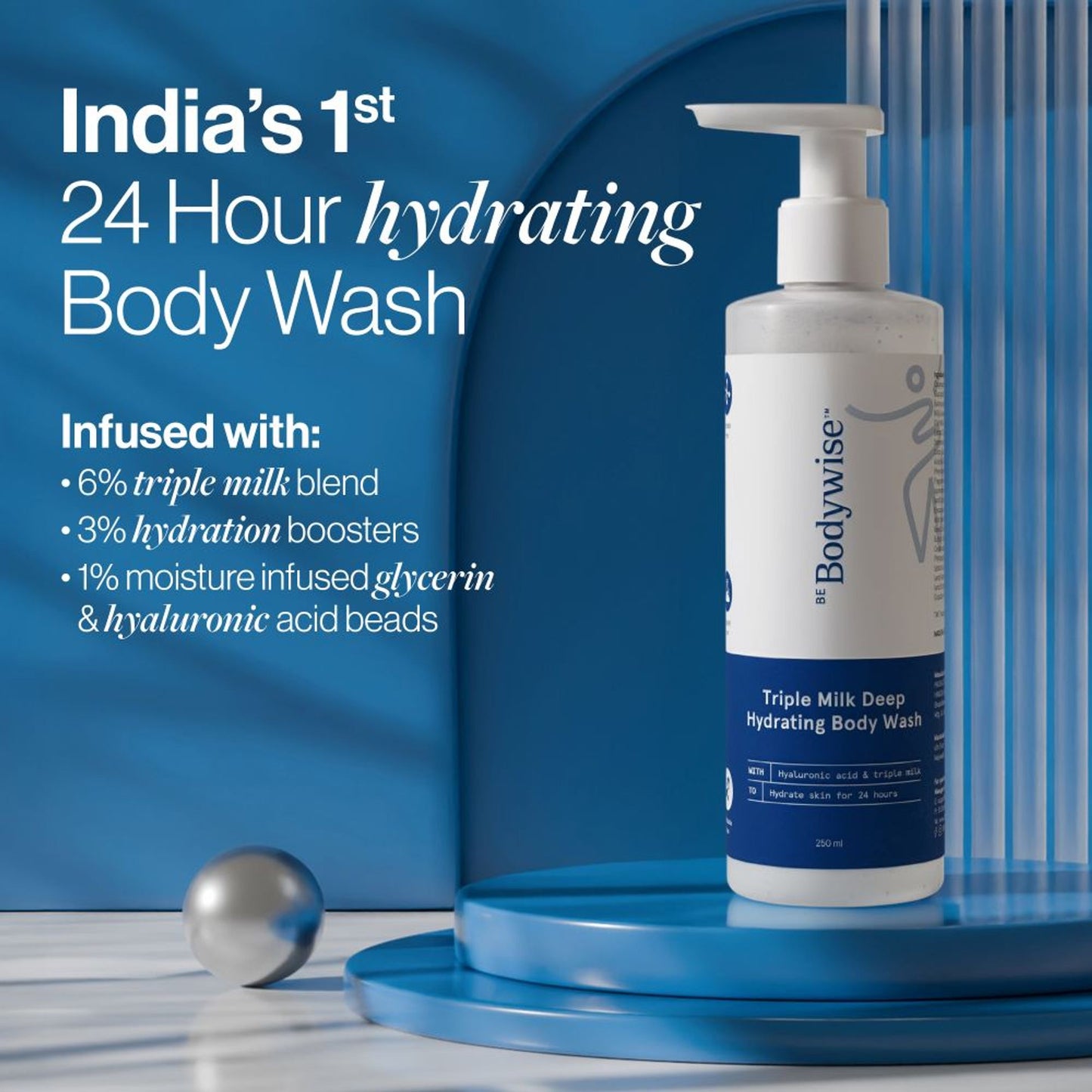 Be Bodywise Triple Milk Deep Hydrating Body Wash - For Dry & Dehydrated Skin