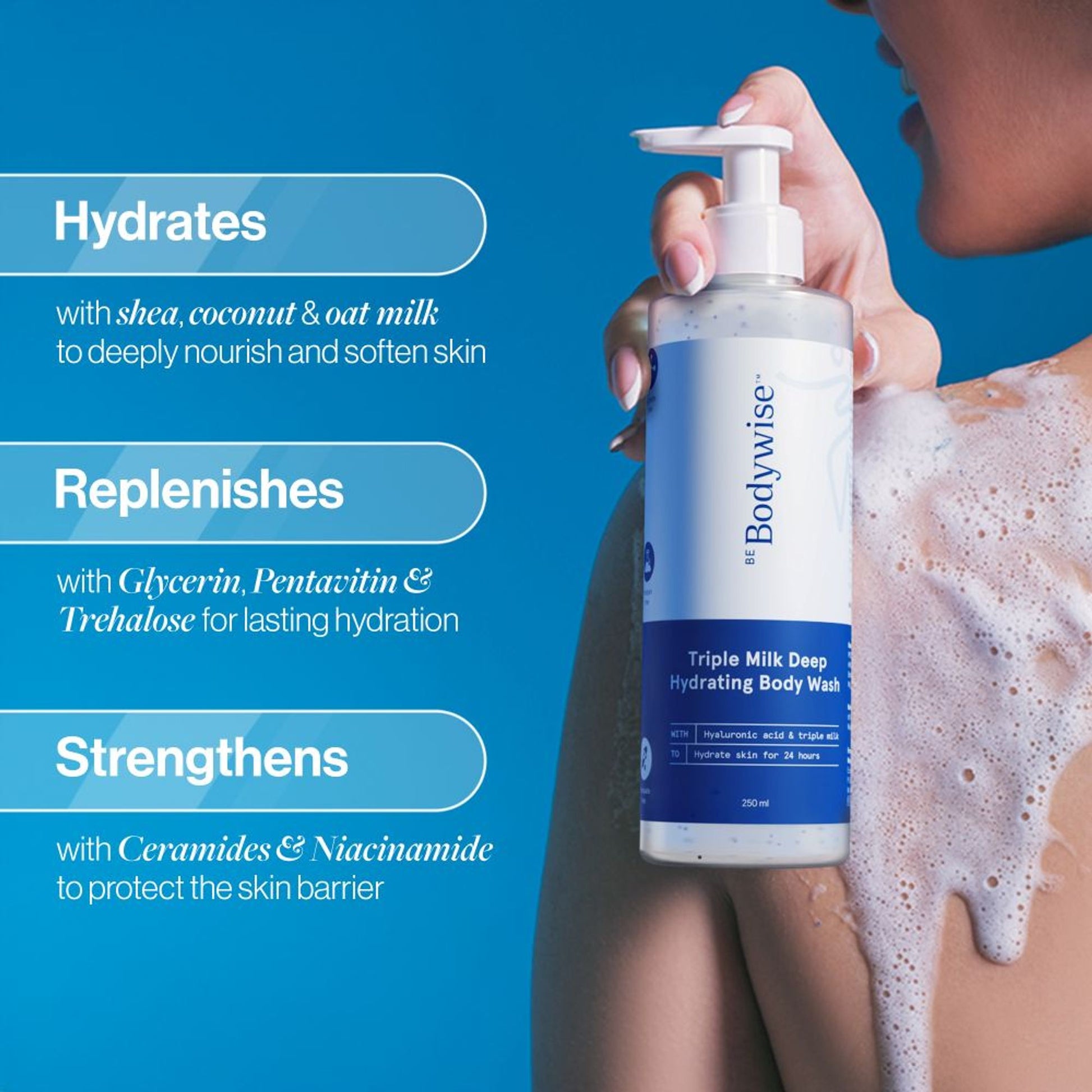 Be Bodywise Triple Milk Deep Hydrating Body Wash - For Dry & Dehydrated Skin