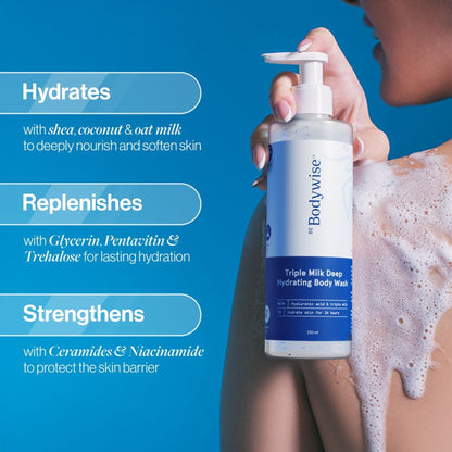 Be Bodywise Triple Milk Deep Hydrating Body Wash - For Dry & Dehydrated Skin
