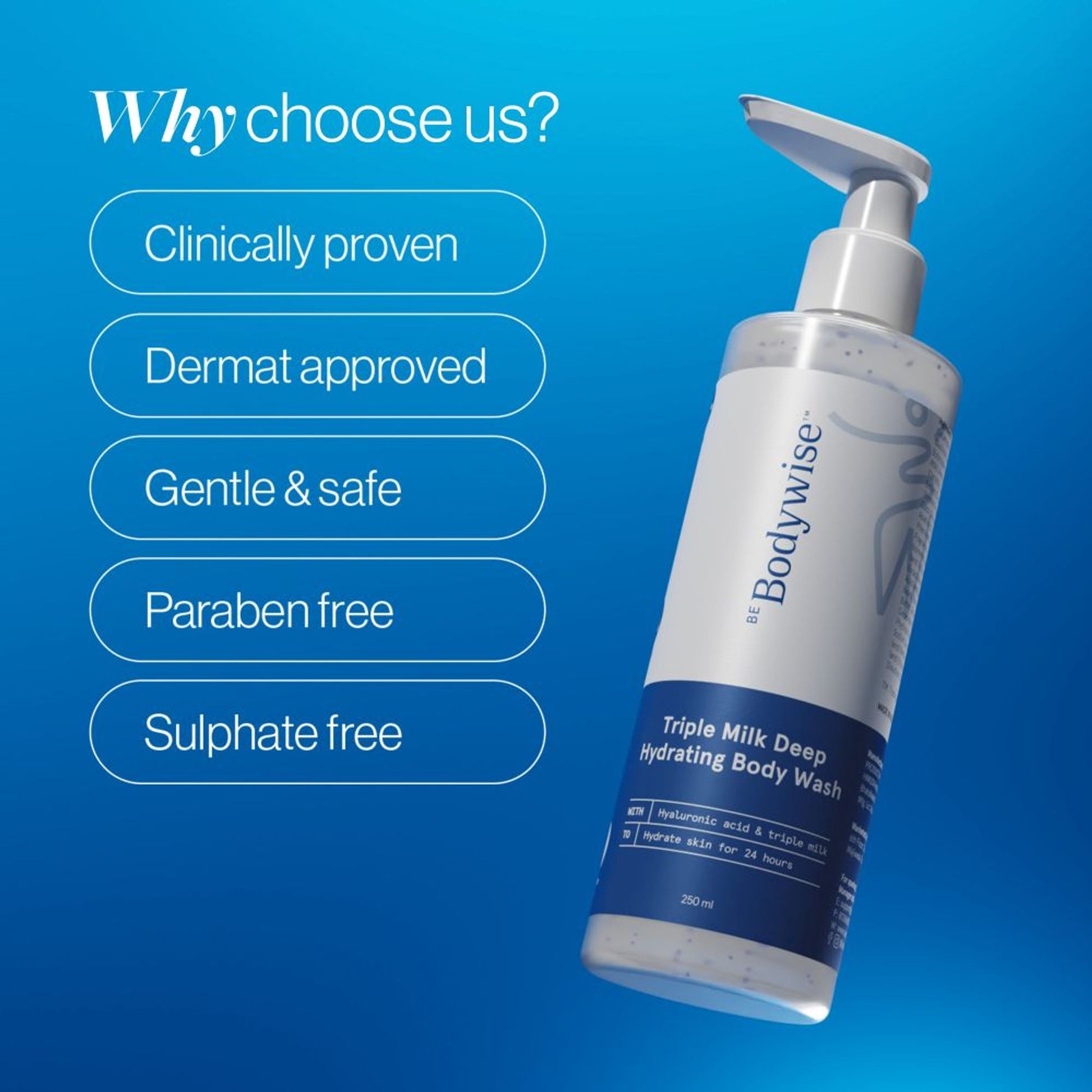 Be Bodywise Triple Milk Deep Hydrating Body Wash - For Dry & Dehydrated Skin