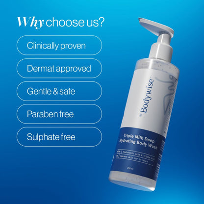 Be Bodywise Triple Milk Deep Hydrating Body Wash - For Dry & Dehydrated Skin