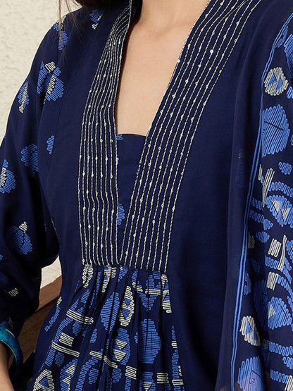 Indyancart IE Women Quirky Printed Cotton Kurta with Trousers & Dupatta