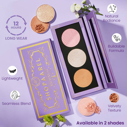 Shopaarel Richness 3C Palette All-In-One Blusher Contour Highlighter Finishing Powder