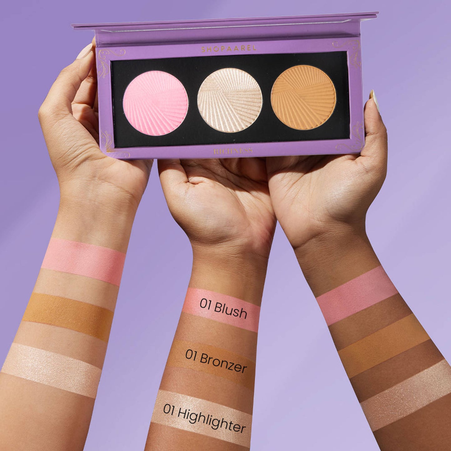 Shopaarel Richness 3C Palette All-In-One Blusher Contour Highlighter Finishing Powder