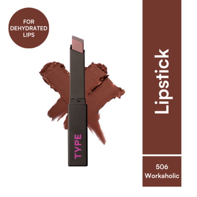 Type Beauty Cream Matte Lipstick For Dehyrated Lips - Squalane And Tripeptides 8 Hr Stay - Workaholic