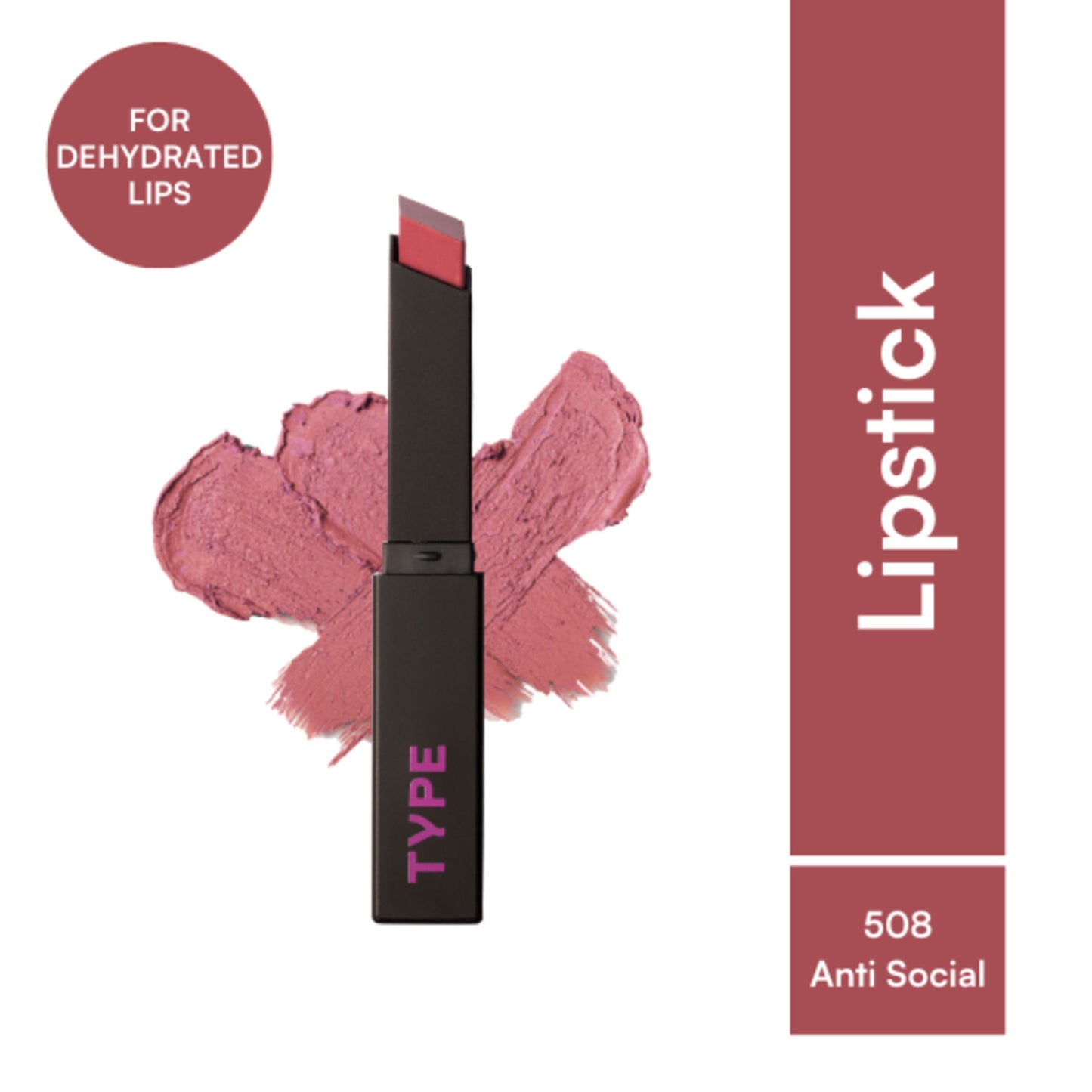 Type Beauty Cream Matte Lipstick For Dehyrated Lips - Squalane And Tripeptides 8 Hr Stay - Anti Social