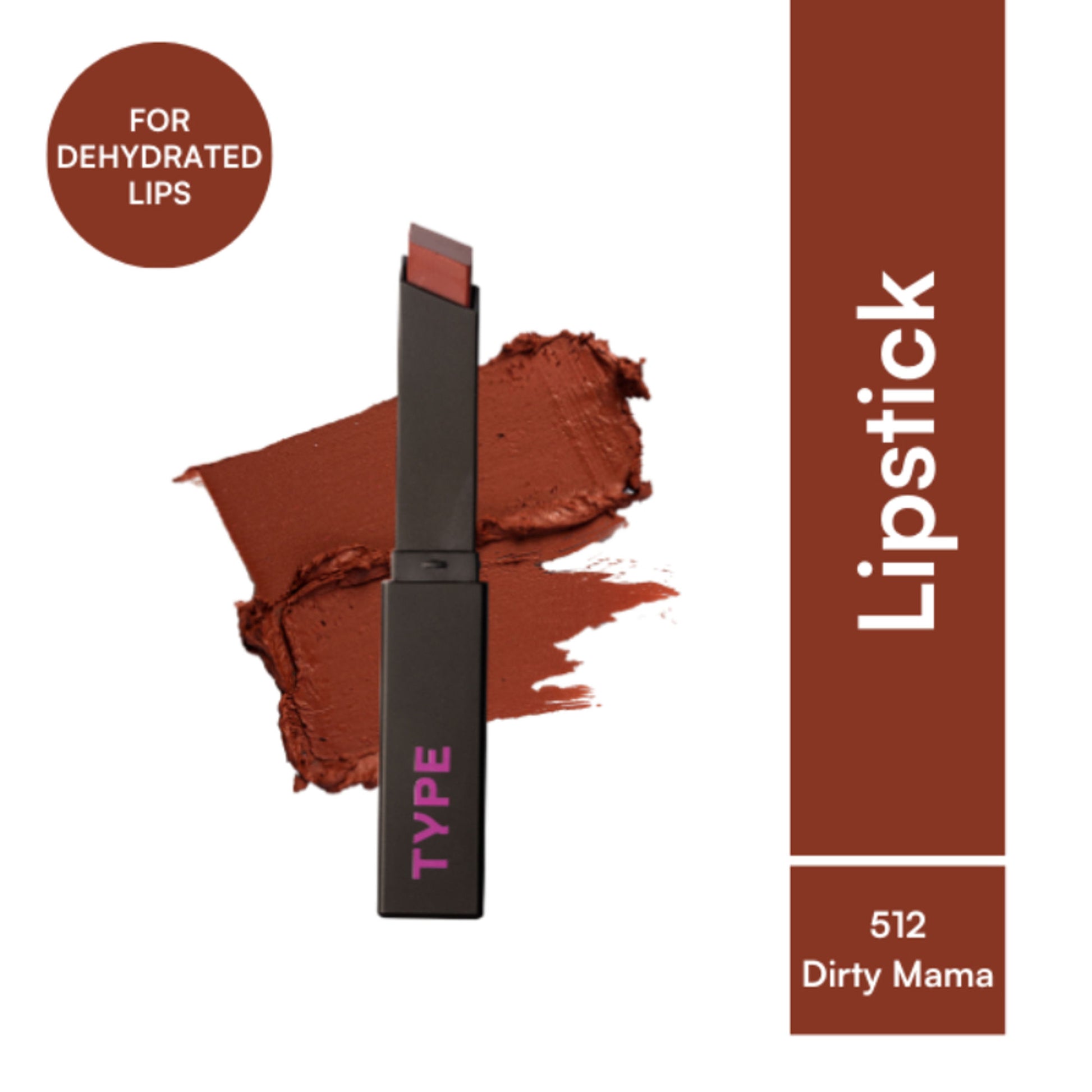 Type Beauty Cream Matte Lipstick For Dehyrated Lips - Squalane And Tripeptides 8 Hr Stay - Dirty Mama
