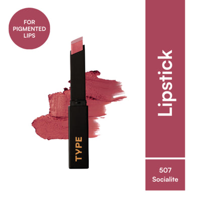 Type Beauty Cream Matte Lipstick For Pigmented Lips - Vit C And Niacinamide - 8 Hr Stay - Socialite