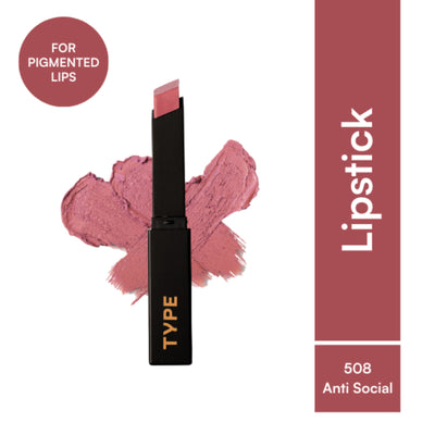 Type Beauty Cream Matte Lipstick For Pigmented Lips - Vit C And Niacinamide - 8 Hr Stay - Anti-Social