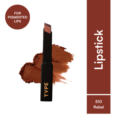 Type Beauty Cream Matte Lipstick For Pigmented Lips - Vit C And Niacinamide - 8 Hr Stay - Rebel