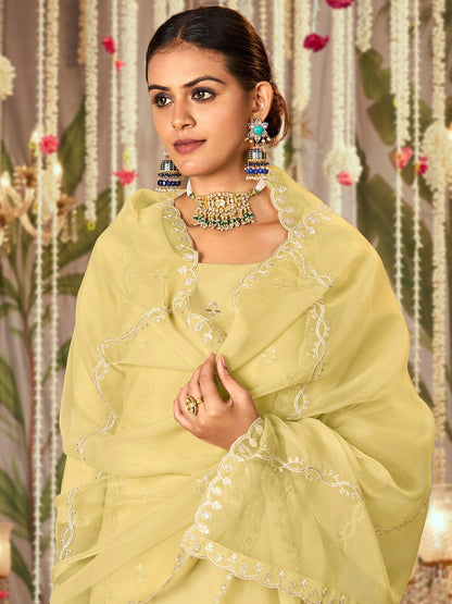 Women Ethnic Motifs Embroidered Regular Thread Work Kurta with Trousers & With Dupatta