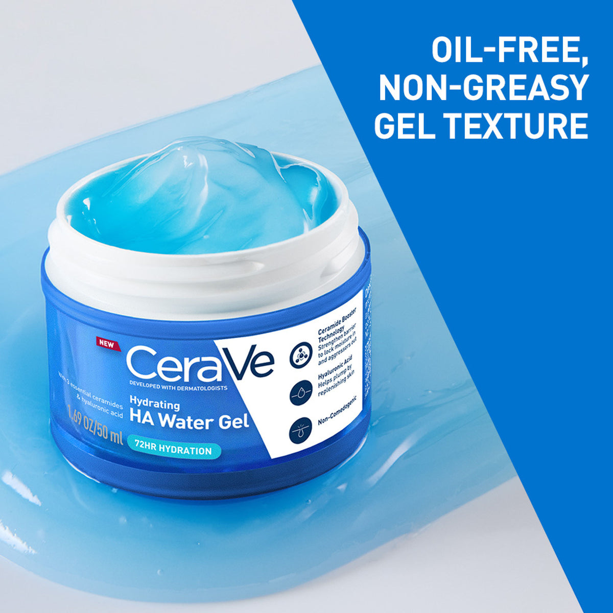 CeraVe HA water gel oil-free face moisturizer with Hylauronic Acid & Ceramides for plumpy hydration