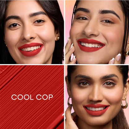 Nykaa All Day Matte Long Lasting Transferproof Liquid Lipstick - Cool Cop - Classic Red