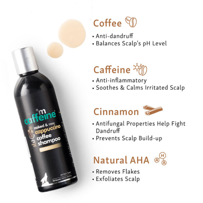 MCaffeine Anti Dandruff Cappuccino Coffee Shampoo With Coffee- Protein And Argan Oil